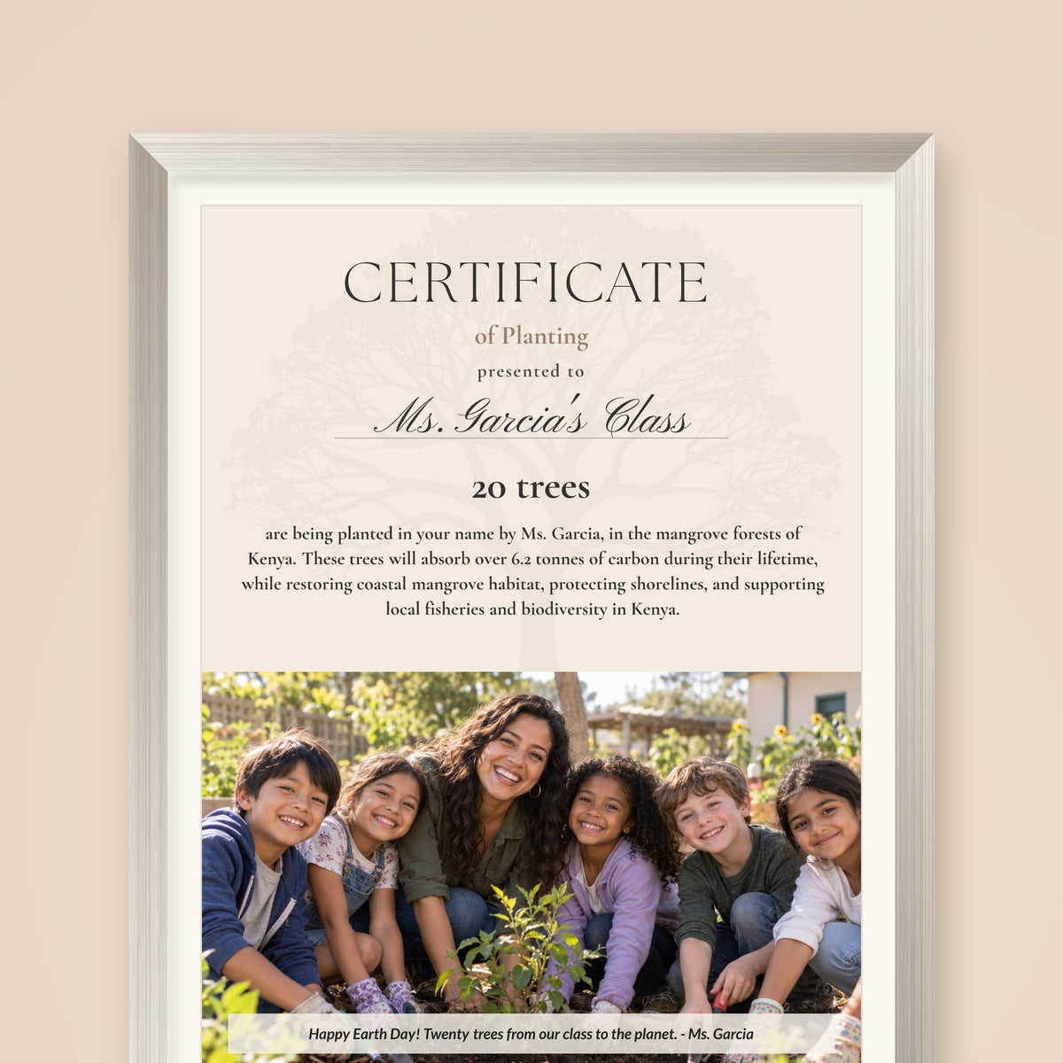 Earth day planting certificate printed and framed: every certificate comes as a high-resolution file to print and frame at home